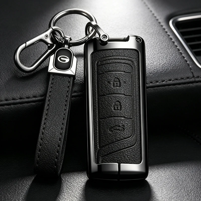 Car Key Case For GAC Trumpchi GS4 GM8 GA3 GA6 SGS7 GA4 GS5 GS3 Legend GS8 Car Key Case Cover Zinc Alloy Leather Shell