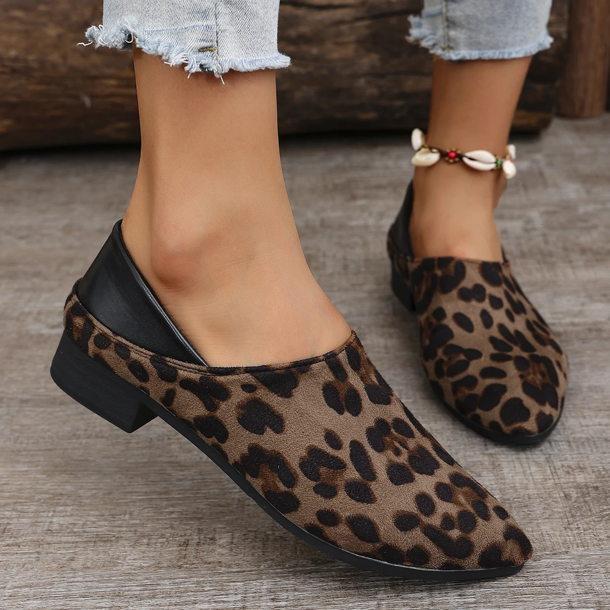 Mulheres sapatos casuais plana leopardo mocassins apontou toe sapatos casuais feminino confortável andando wear-resistente tênis casuais feminino