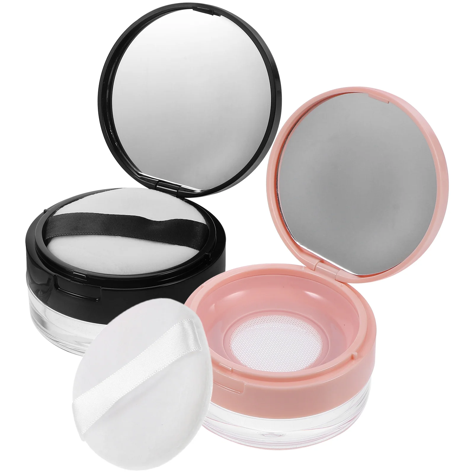 

2pcs Empty Plastic Loose Compact Container Reusable Makeup Powder Boxes For Diy Customizable Blush Eyeshadow Storage Durable