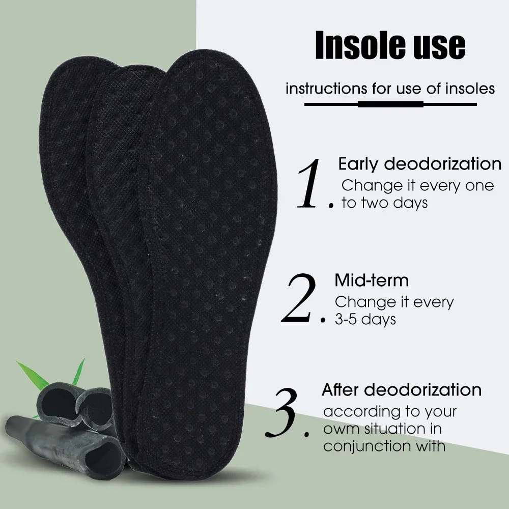 2/4pcs Bamboo Charcoal Antibacterial Insoles for Shoes Deodorant Running Sports Insole Feet Thickened Shock Absorbing Shoe Sole