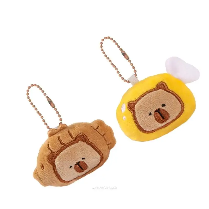 X5XA 2Pcs Creative Capybara Plush Keychain Cartoon Pendant Bag Keyring Lightweight Holder for Bag and Backpack Charm