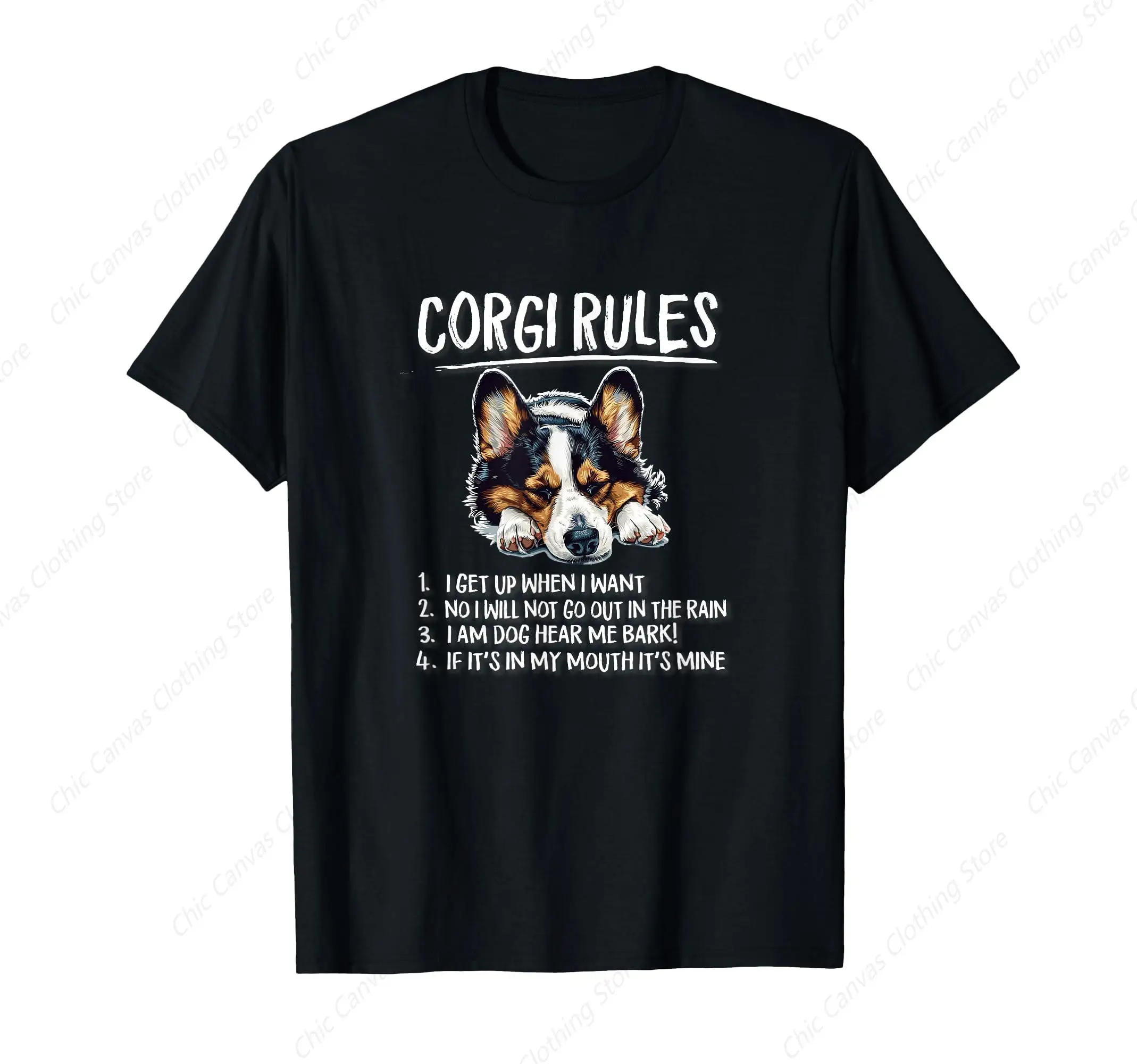 

Funny Regular Rest Black Pembroke Tricolor Corgi Dog Lover T-Shirt Cute Fashion Printed Shirt Cotton Casual Breathable Clothes