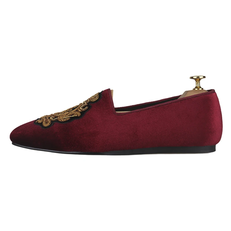 Piergitar 2026 Bungundy Velvet Men's Loafers With Handmade 