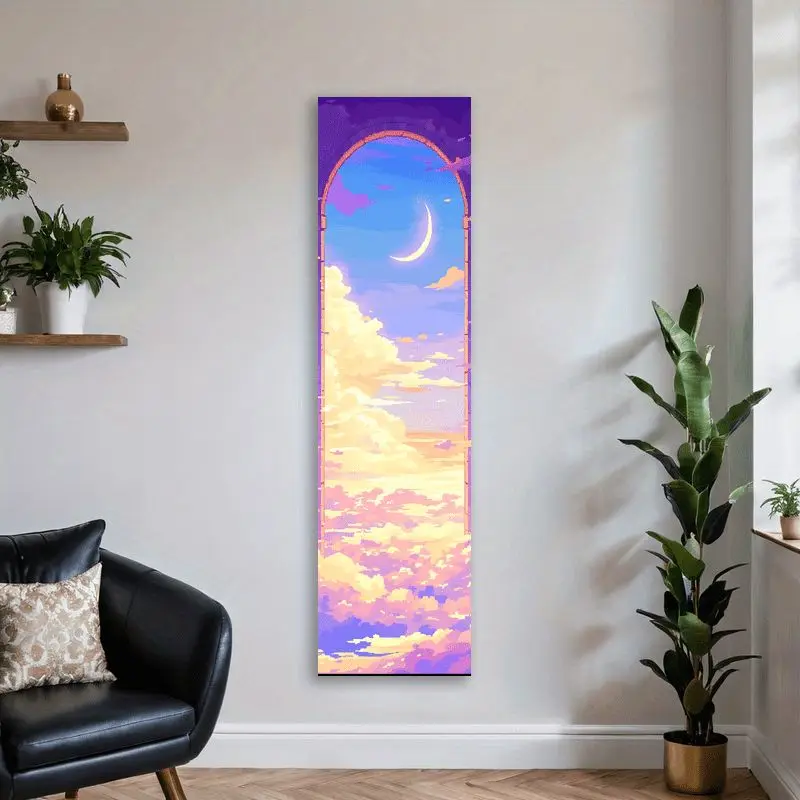 Long Vertical Version Sky Moon Tapestry Mural Living Room Apartment Background Wall Decoration Room Decoration
