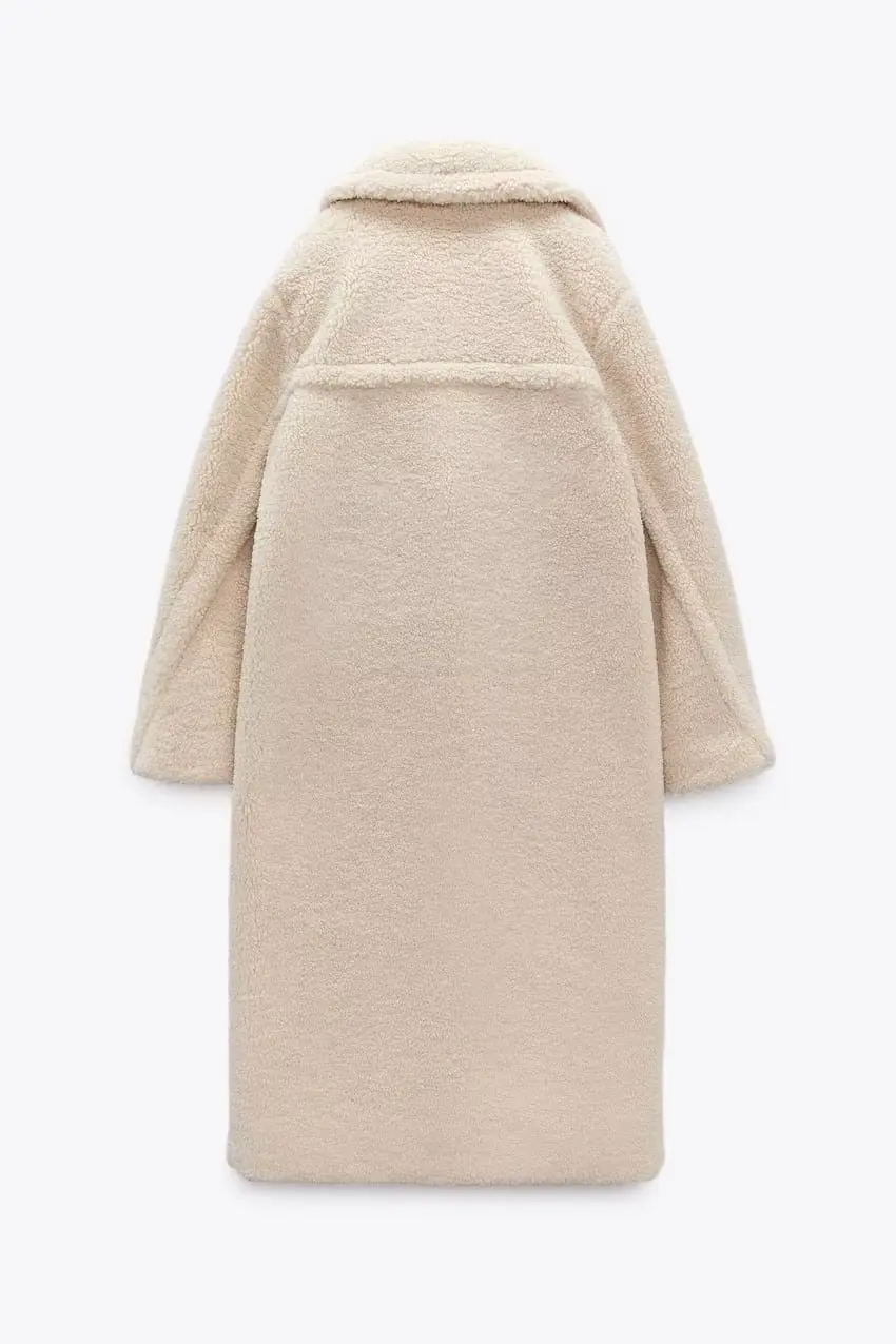 

Осень-зима Thiened двубортное пальто из овечьего меха женская модная верхняя одежда милое шерстяное пальто на хлопковой подкладке