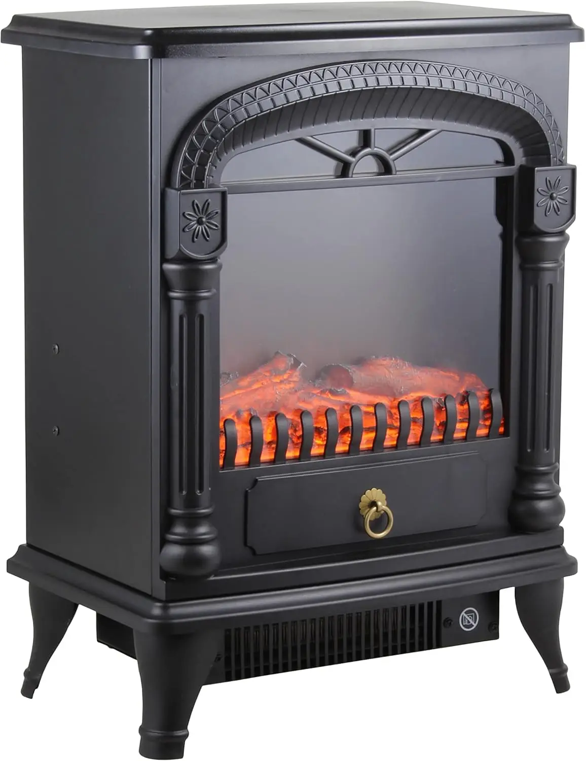 

Traditional Electric Fireplace Heater with Realistic 3D Flame, Adjustable Thermostat, Overheat Protection for Home and Office