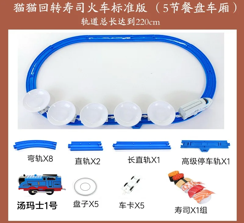 Conveyor Belt Rotary Sushi Toy Household Pretend Play Electric Track High-speed Train Rail Car Simulation Model Cartoon Style