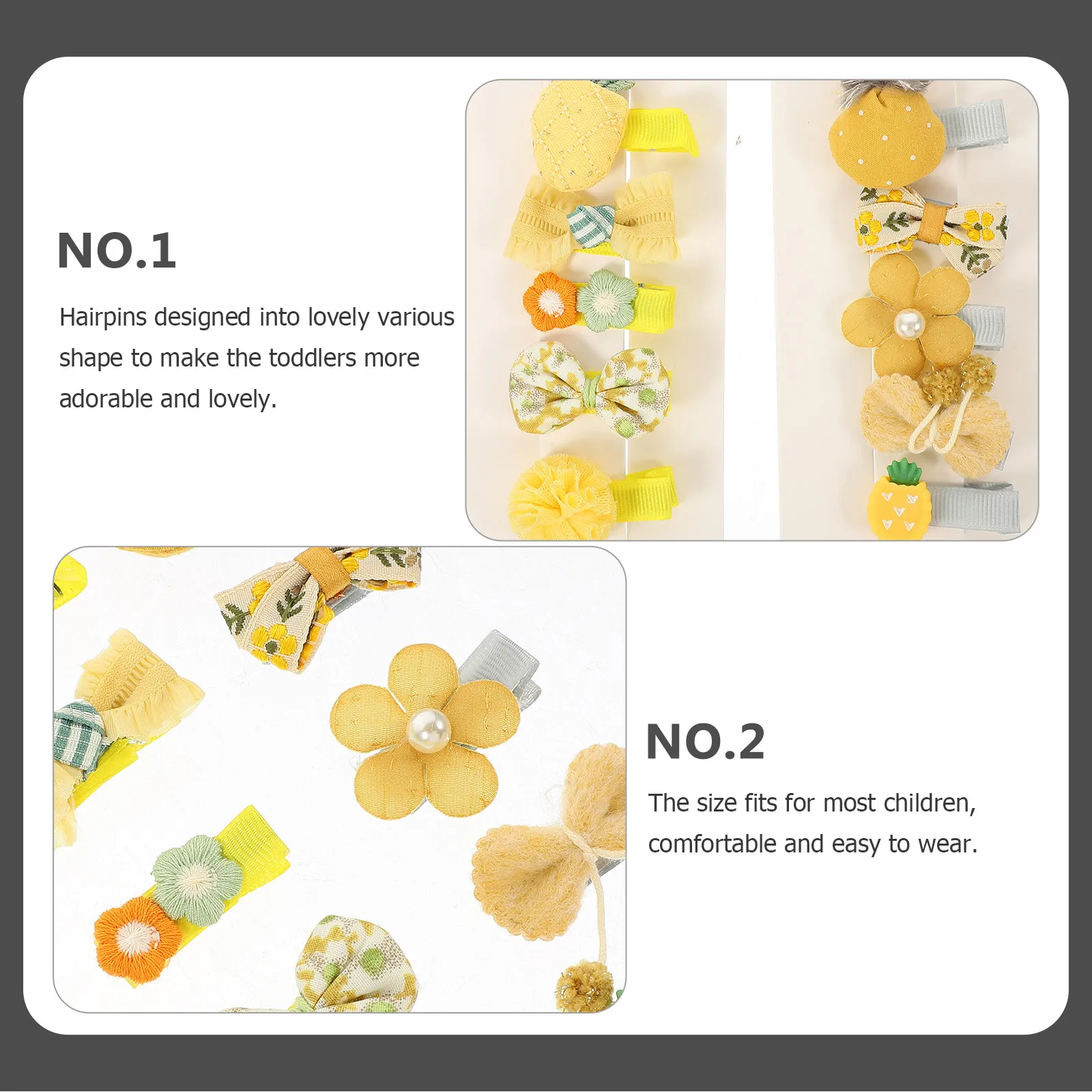 

10pcs Cute Clips For Girls Kids Toddler Adorable Hairpins Cartoon Barrettes Comfortable Skin-Friendly Party Wedding Decor Kawaii