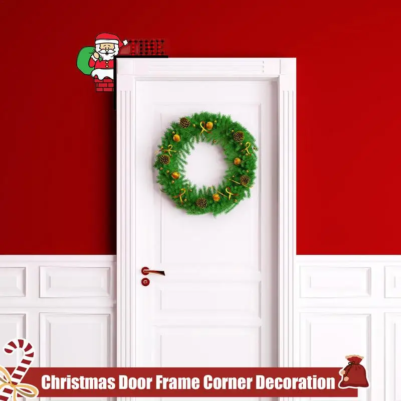 Christmas Door Frame Decor Wooden Santa Claus Door Corner Sign Door Topper Cute Funny Door Sitter Home Decor With Double-Sided