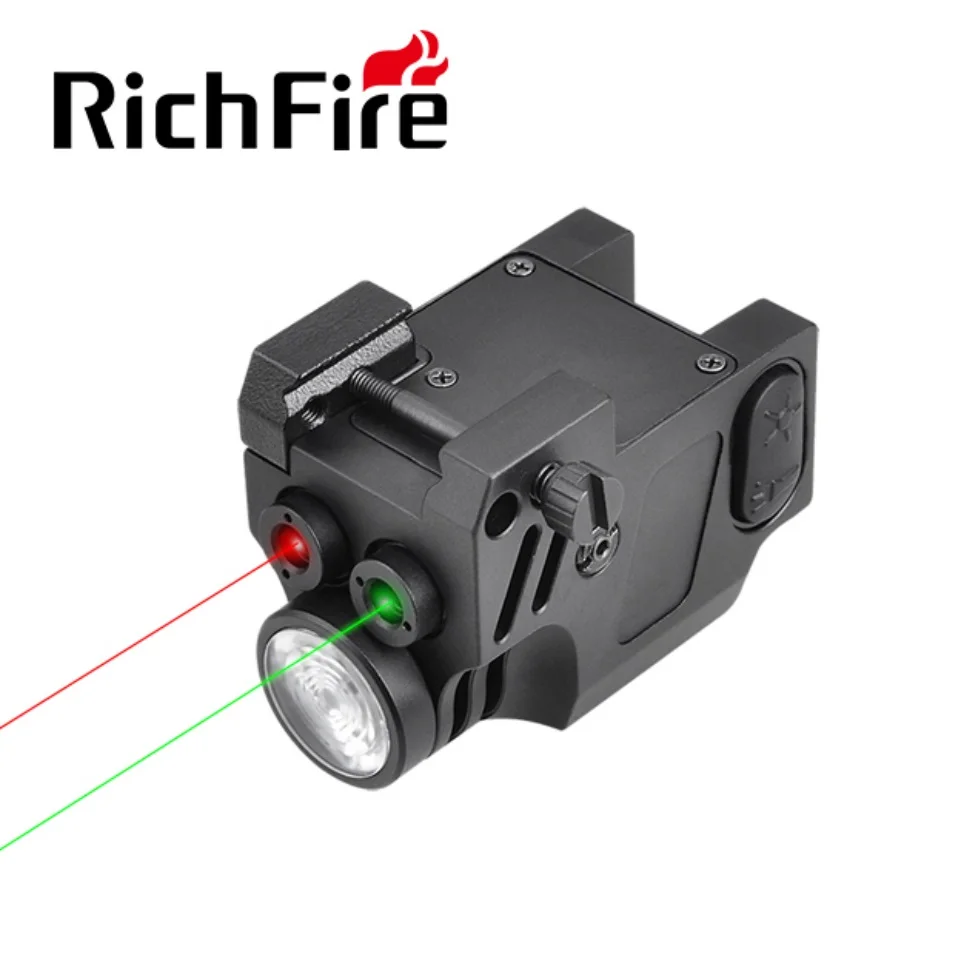 

Richfire SFD-067 Weaponlight Red and Green Dual Laser Sight LED Combo Pistol Light USB Charge Torch for 1913 Picatinny Rail