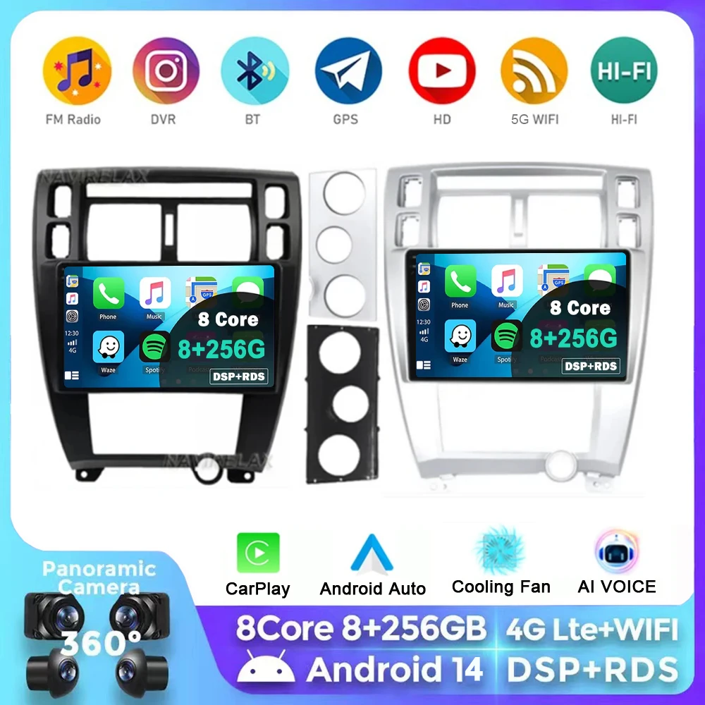 For Hyundai Tucson 2004 2005 2006 2007 2008 2009 Android 14 Car Radio Multimedia Stereo Video Player GPS Navigation Carplay Auto