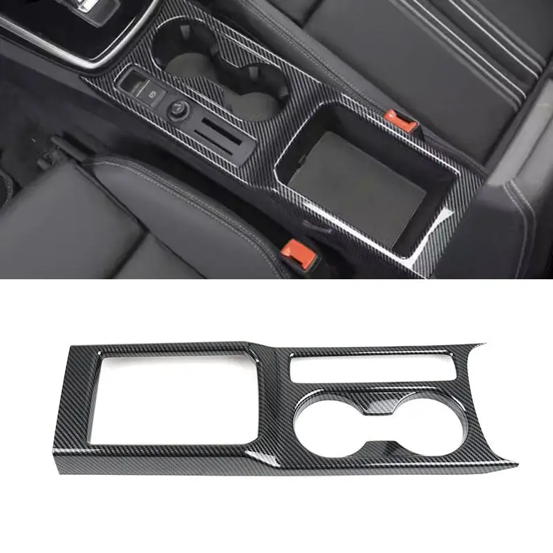 For Audi A3 8Y 2019 2020 2021 LHD Car Carbon Fiber Texture Center Console Water Cup Holder Frame Storage Box Trim Accessories