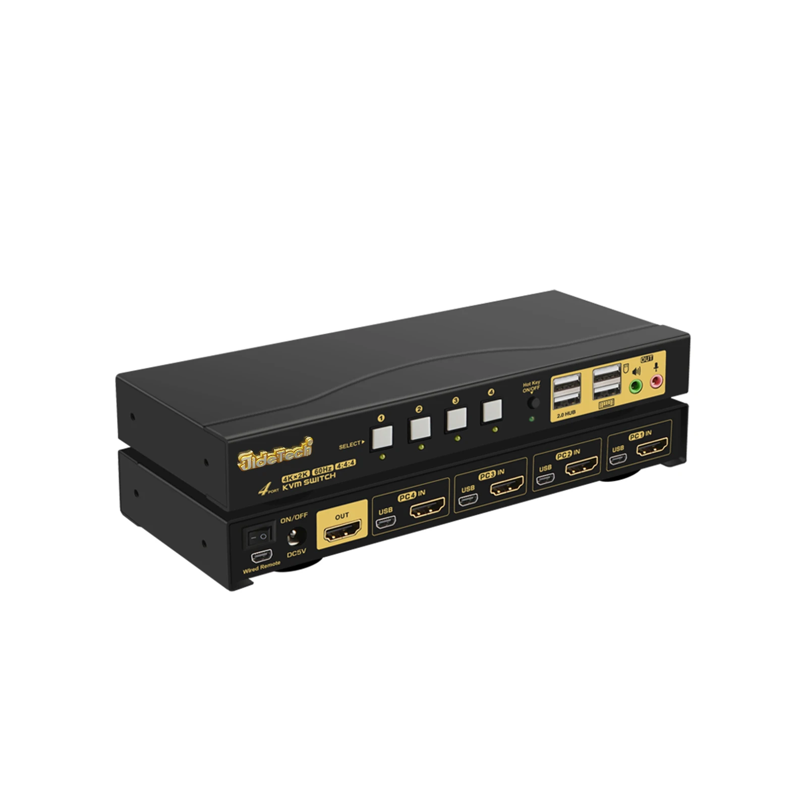 

4-Port HDMI KVM Switch Supports Ultra HD 4k@60hz Enables 4 Computers Share 1 Monitor Hotkey Mouse Easy Plug-and-Play Switching