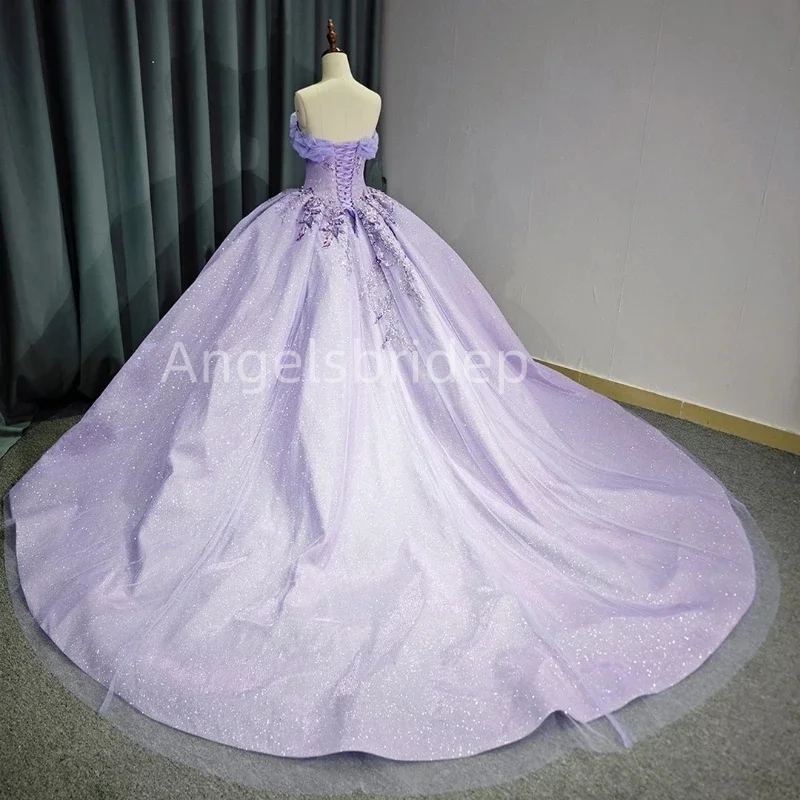 Angelsbridep Lilac Sleeveless Appliques Beading Ball Gown Quinceanera Dresses 2025 Girls Evening Party Vestido De 15 Anos