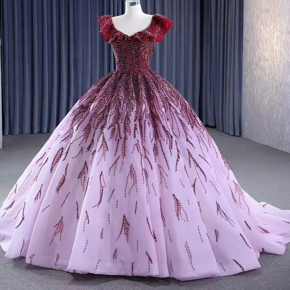 O-Neck Cap Sleeve Evening Dress Lace-Up Back Beaded Prom Dress Customizable Women's Special Occasion Gown view 3