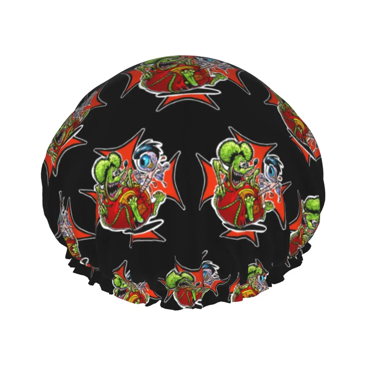 Rat Fink Chest Buster Shower Cap for Women Double Layer Elastic Animation Anime Cartoon Waterproof Bath Hair Caps