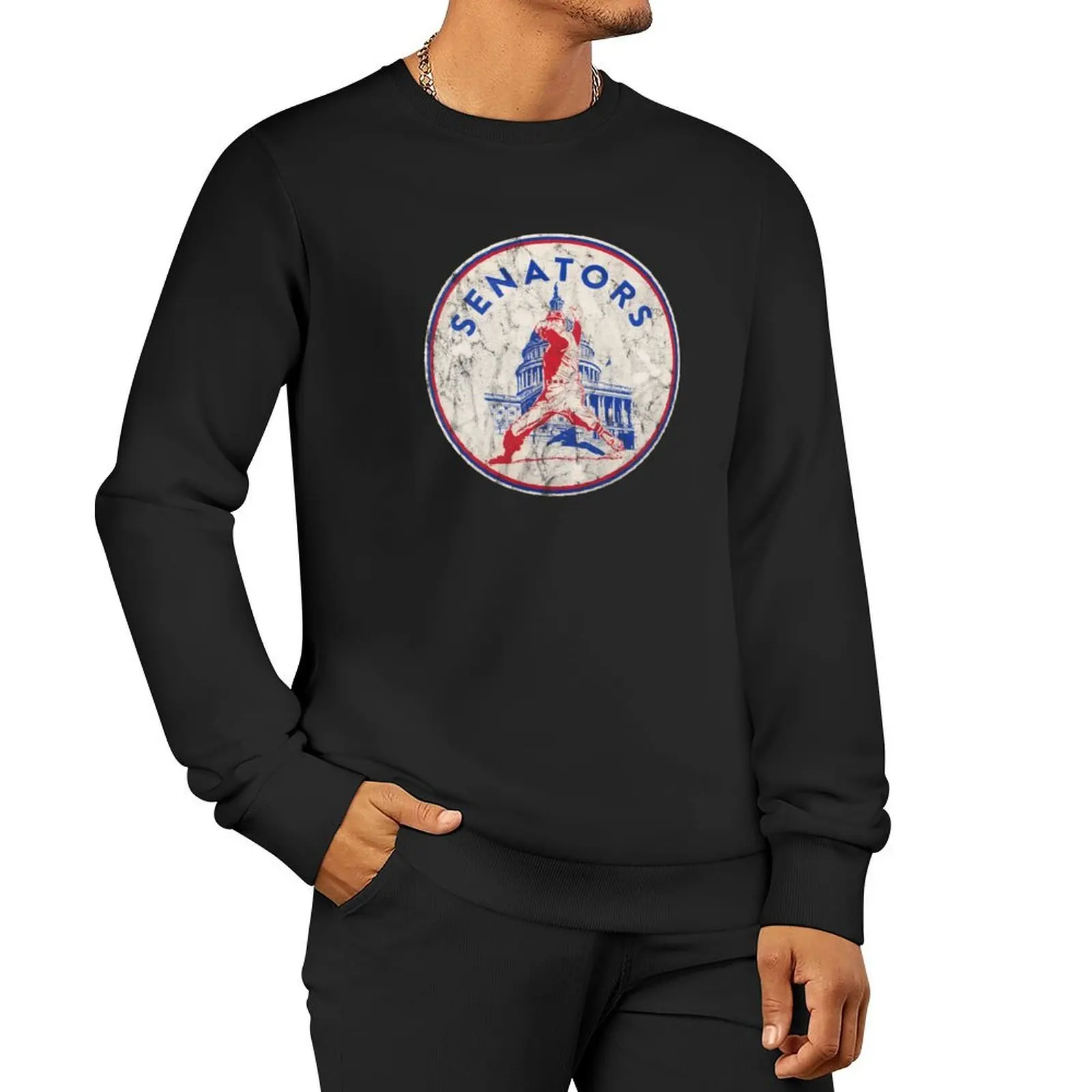 Vintage Washington Senators baseball logo Distressed version Pullover Hoodie tracksuit men anime clothes hooded sweatshirts