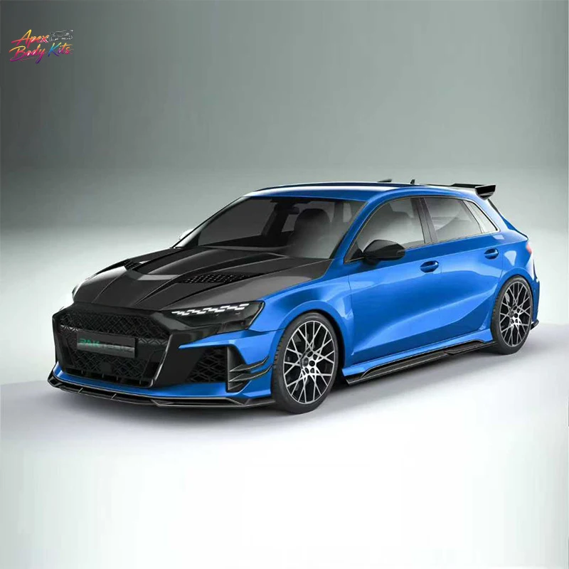Paktechz Dry Carbon Fiber Body Kit Front Lip Hood Side Skirt Rear Diffuser Spoiler for Audi RS3 8Y Sportback 2025