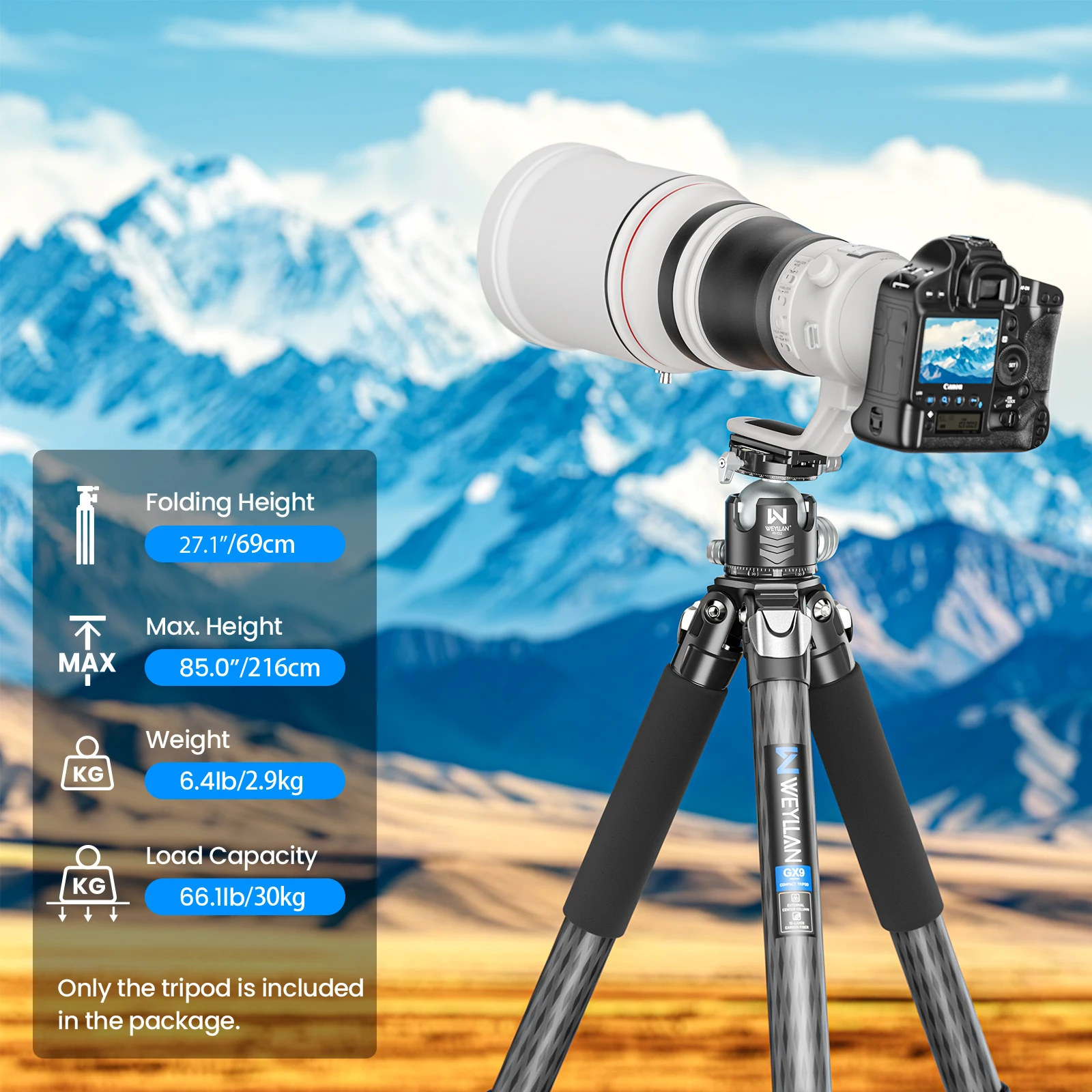 Nomopod Profesional ขาตั้งกล้องขนาดกะทัดรัดเป็นพิเศษขาตั้งกล้องขนาด40มม. สำหรับกล้อง DSLR ทำจากคาร์บอนไฟเบอร์ทนทานสูง216ซม.