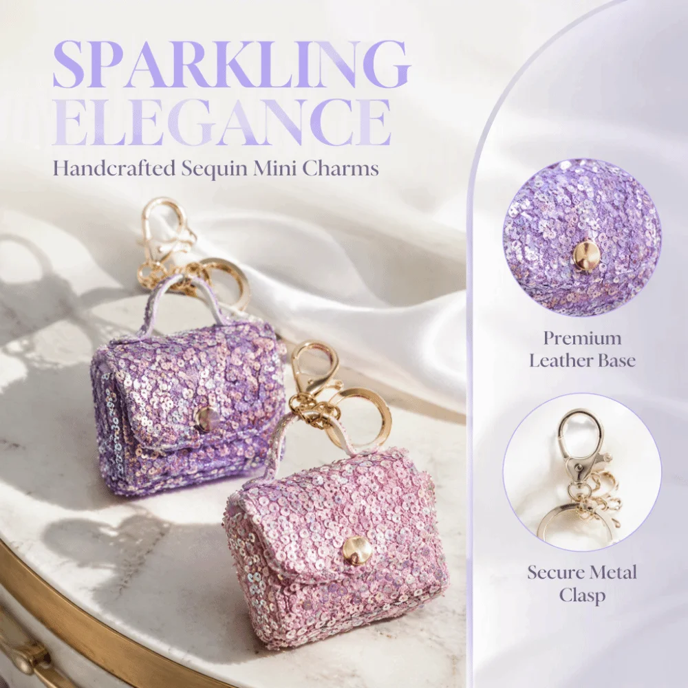Lightweight Sequin Mini Earphone Case Keychain Fashion Sequin New Style Coin Purse Keychain Leather Pouch DIY Accessory