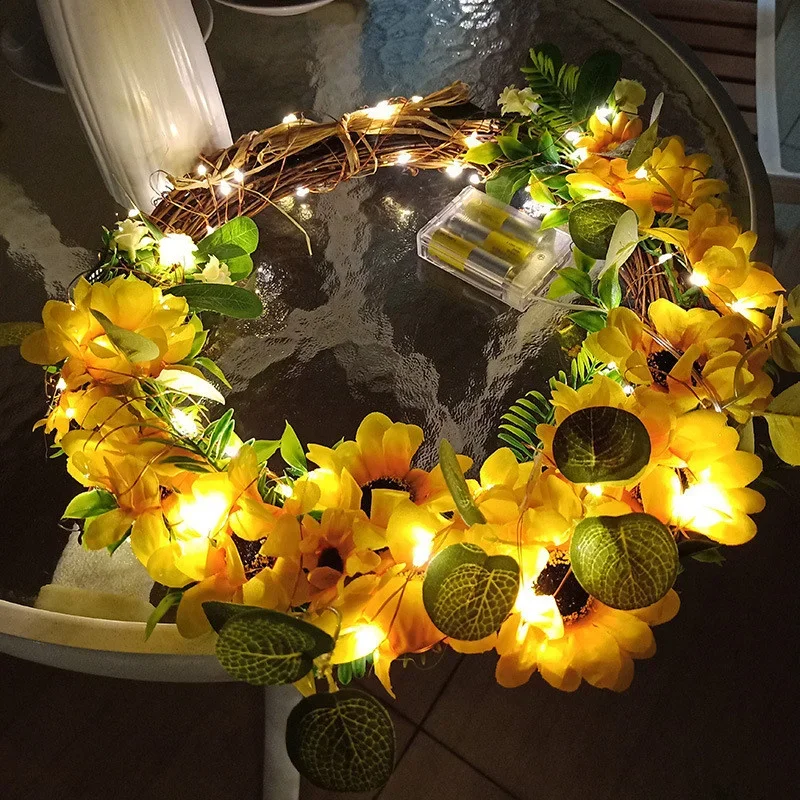 

Artificial Sunflower String Lights Battery Operated Greenery Light Decor Bedroom Table Wall Dormitory Wedding Party Indoor Tree