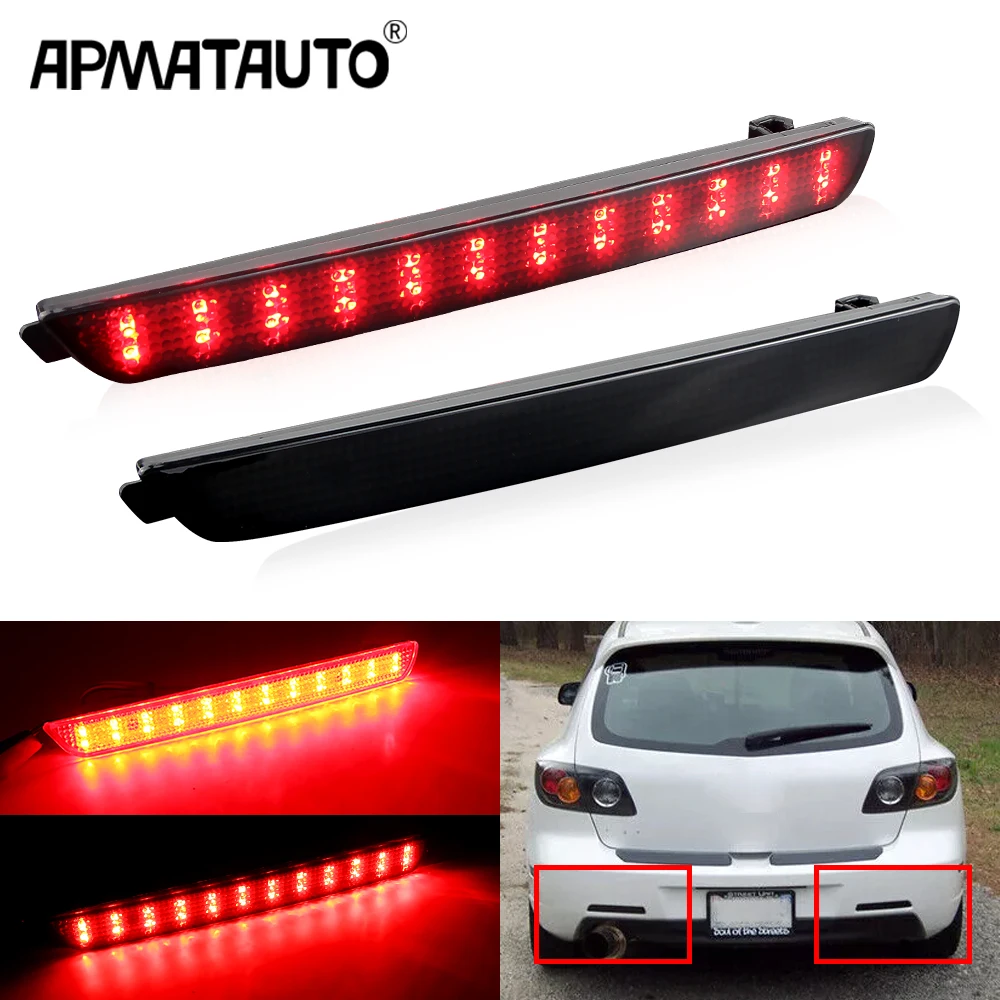 2Pcs LED Rear Bumper Reflector Warning Light For Mazda 3 04-09 Mazdaspeed 3 07-09 Axela BK5P/BKEP/BK3P Braking Brake Light