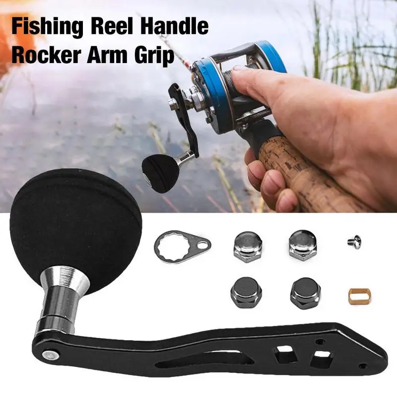 Fishing Reel Handle Replacement Metal Knobs Handle Kit EVA Oval Grip Single Rocker Arm Universal Fishing Reel Conversion