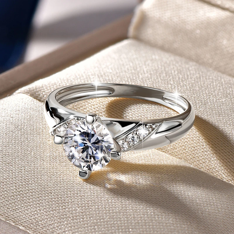 Anziw New 1.25CT 7mm Cubic Zirconia Rings for Women Classic Wedding Cubic Zirconia Engagement Marriage Ring Fine Jewelry Gift
