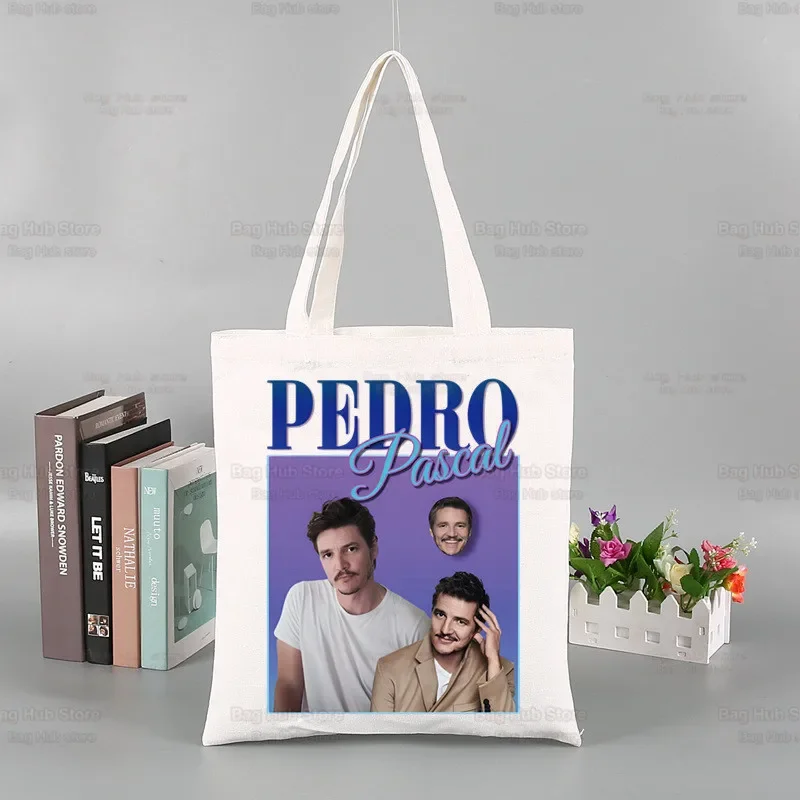 Pedro Pascal My Boy Friend Reusable Shopping Bag Women Canvas Tote Bags Printing Eco Bag Cartoon Shopper Shoulder Bags