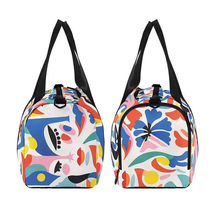 Bolsa de entrenamiento de viaje Floral de viento de marea nacional, separación seca y húmeda, Cubo de zapatos independiente, bolsa de Fitness de ejercicio