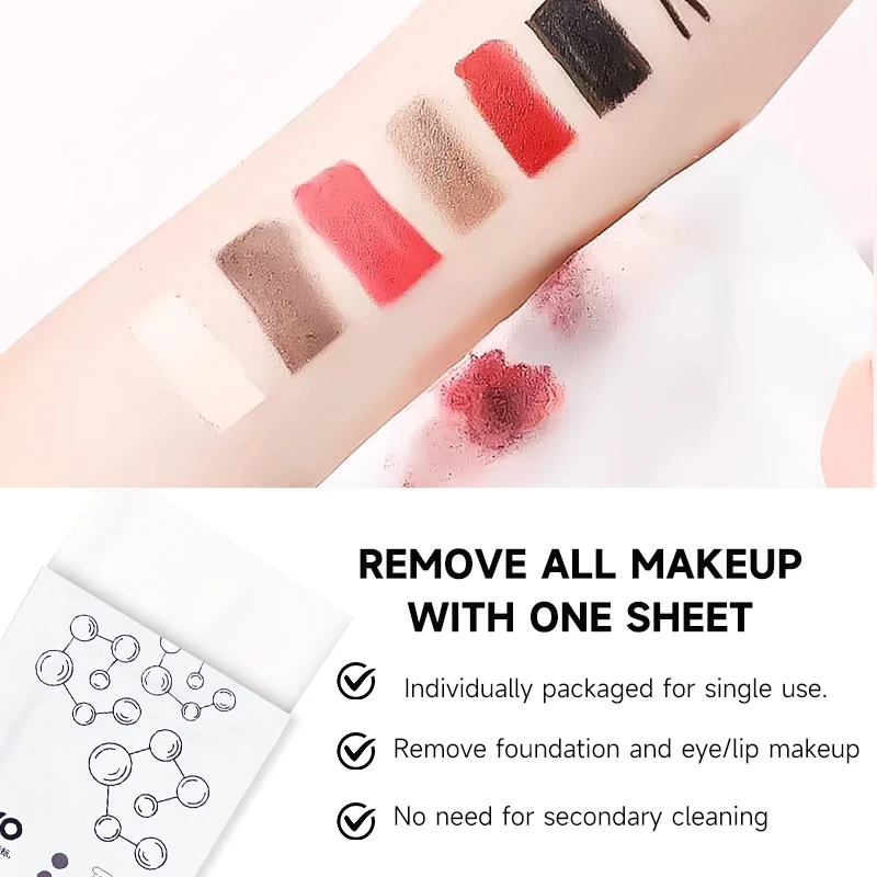 ผ้าเช็ดทำความสะอาดเครื่องสำอาง 30 ชิ้นสำหรับผิวหน้า, ให้ความชุ่มชื้นและอ่อนโยน, ทำความสะอาดอย่างล้ำลึกโดยไม่มีสารตกค้าง, บรรจุแยกชิ้น, ใช้แล้วทิ้ง