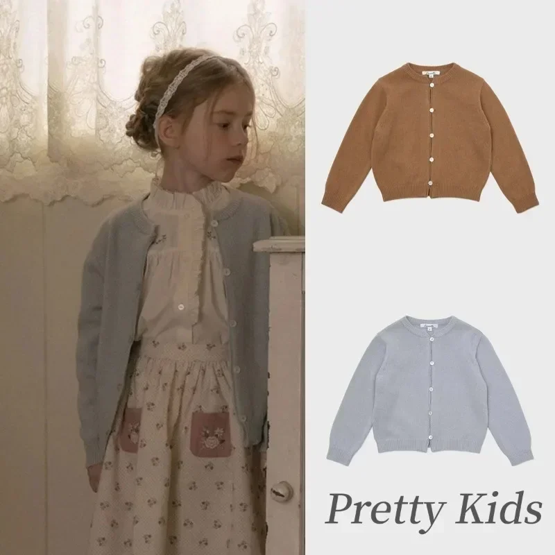 

In Stock! 2025 Early Spring New LOU Girls' Knitwear Sweater Kids Sweater Cardigan Coat Blouse Wool Button Coat