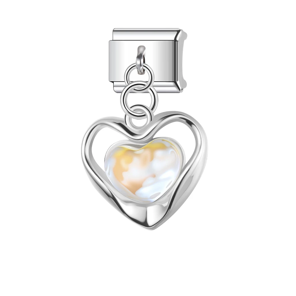 Trusta Love Snow Zirconia Pendant Italian charm bracelet Jewelry 1pc Fit 9mm Removable Accessories Beads Gifts DIY Fashion N780