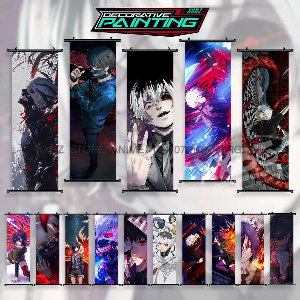 

Tokyo Ghoul Anime Poster Vintage Home Decoration Wall Artwork Scroll Picture Print Canvas Hanging Painting For Living Room Mural