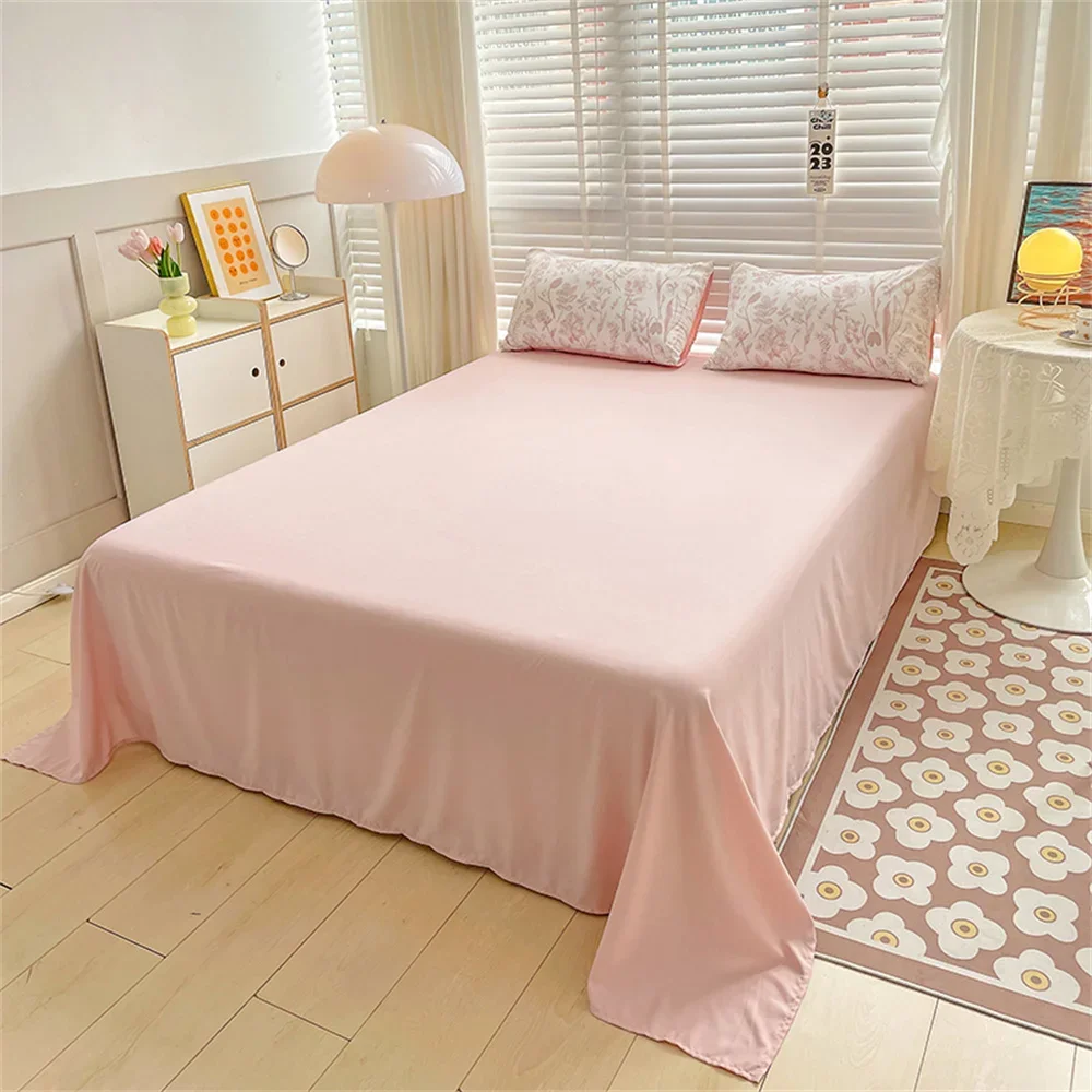 Beautiful Duvet Cover Cute Plant Flower Bed Sheet for Women and Girls Washed Cotton Pillowcase Home Textiles Four-Piece Bed Set