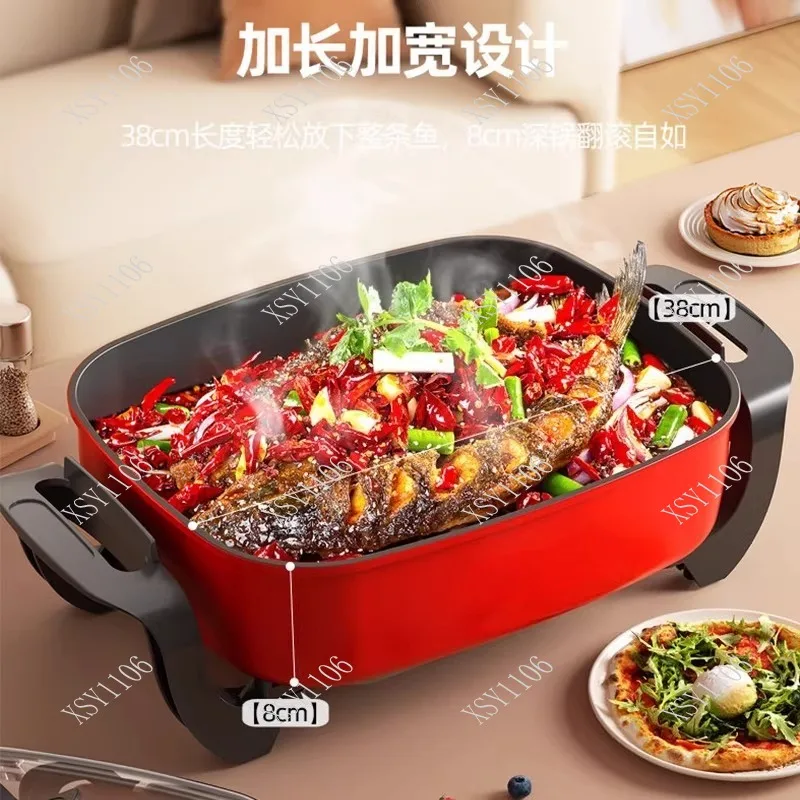 Multifunctional Electric Hot Pot Integrated Cooking Pot for Boiling Stewing Frying Grilling