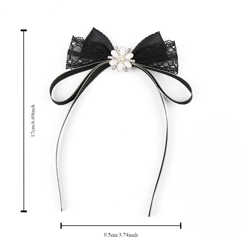 Korean New Elegant Black Lace Ribbon Rhinestone Bow Brooch for Women\'s Shirt with British Japanese College Style Accessories