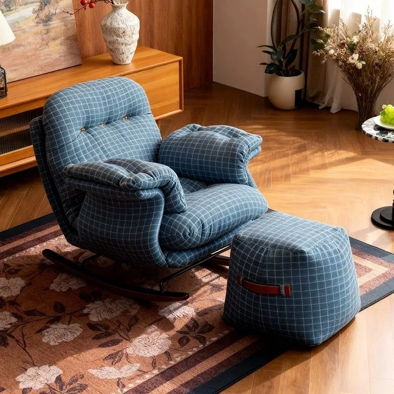 Balcony Fabric Sofa Single Chair Designer Bedroom Leisure Area Sleeping Rocking Chair
