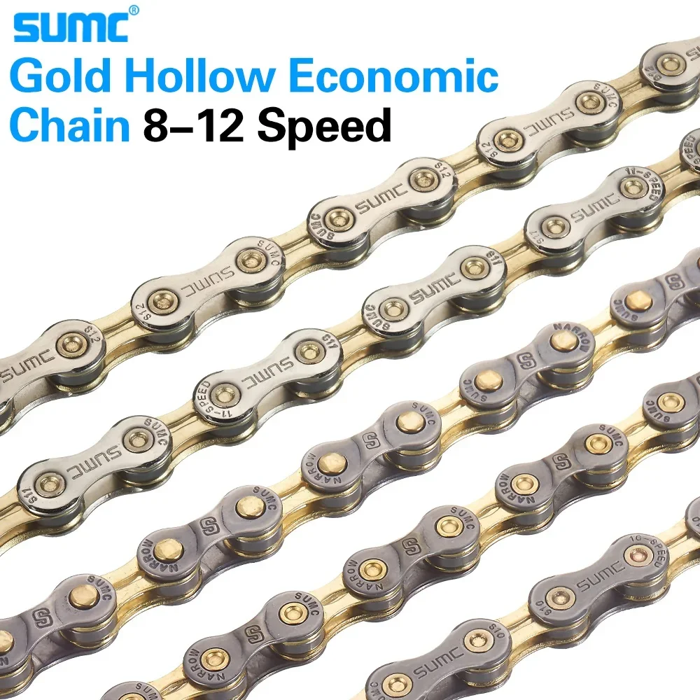 

Bicycle Shifting Chain SUMC Mountain Road Bike S8/9/10/11/12/13L 8 9 10 11 12S Hollow Ultra Light Gold skeleton ChainM8000 M6000