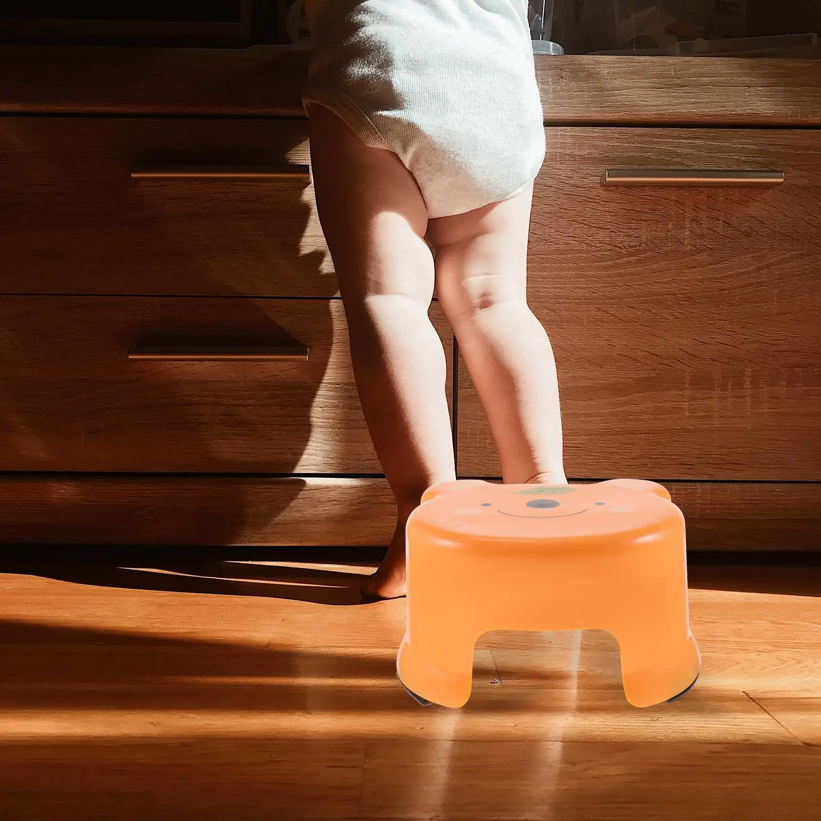 Plastic Step Stool for Kids Anti Slip Toddler Small Bathroom Orange Foldable Lightweight Kitchen Safety Design Kids