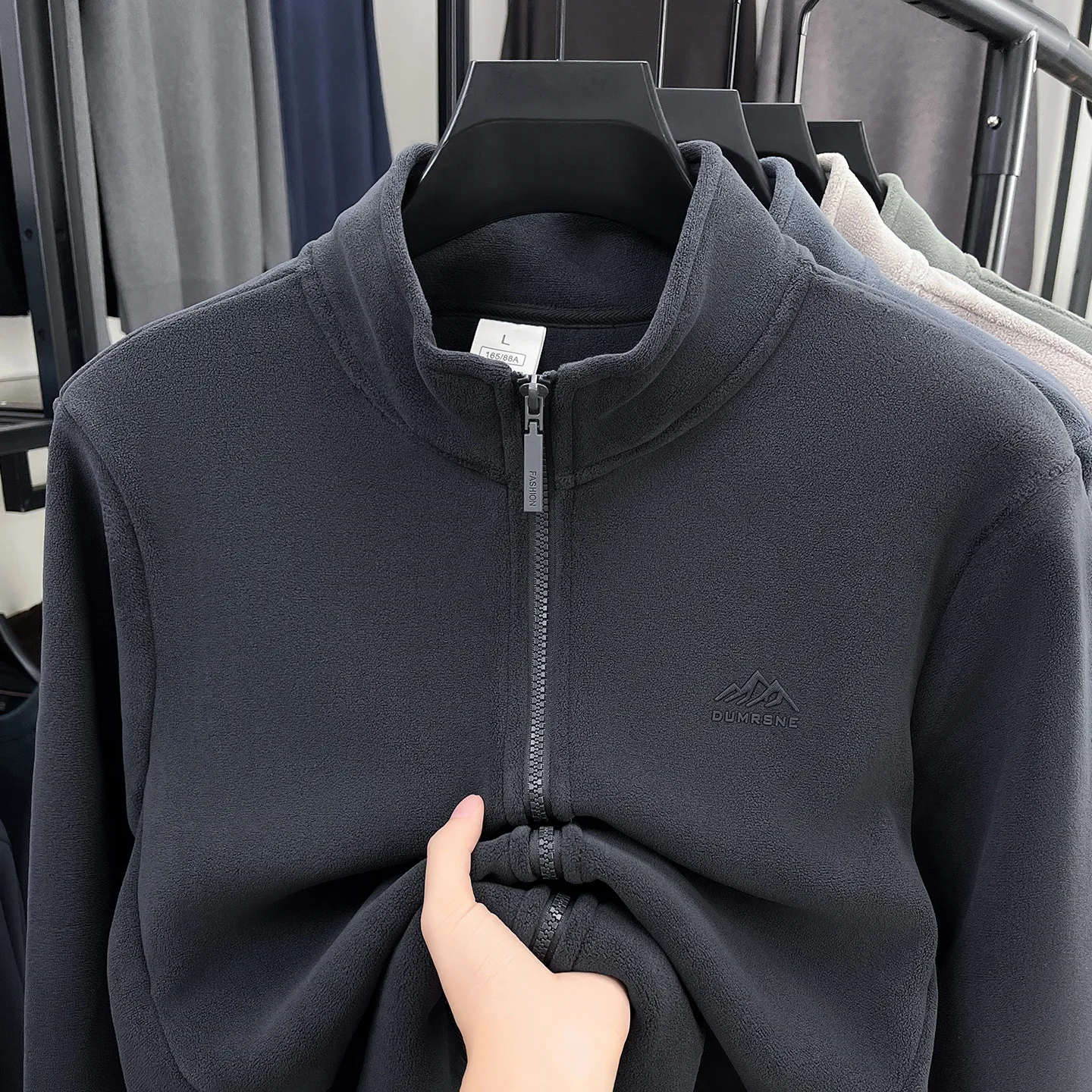 

Aoli Velvet Sweatshirt Cardigan Jacket Men's Autumn Casual Thickened Warm Double-sided Polar Fleece Solid Color Jacket