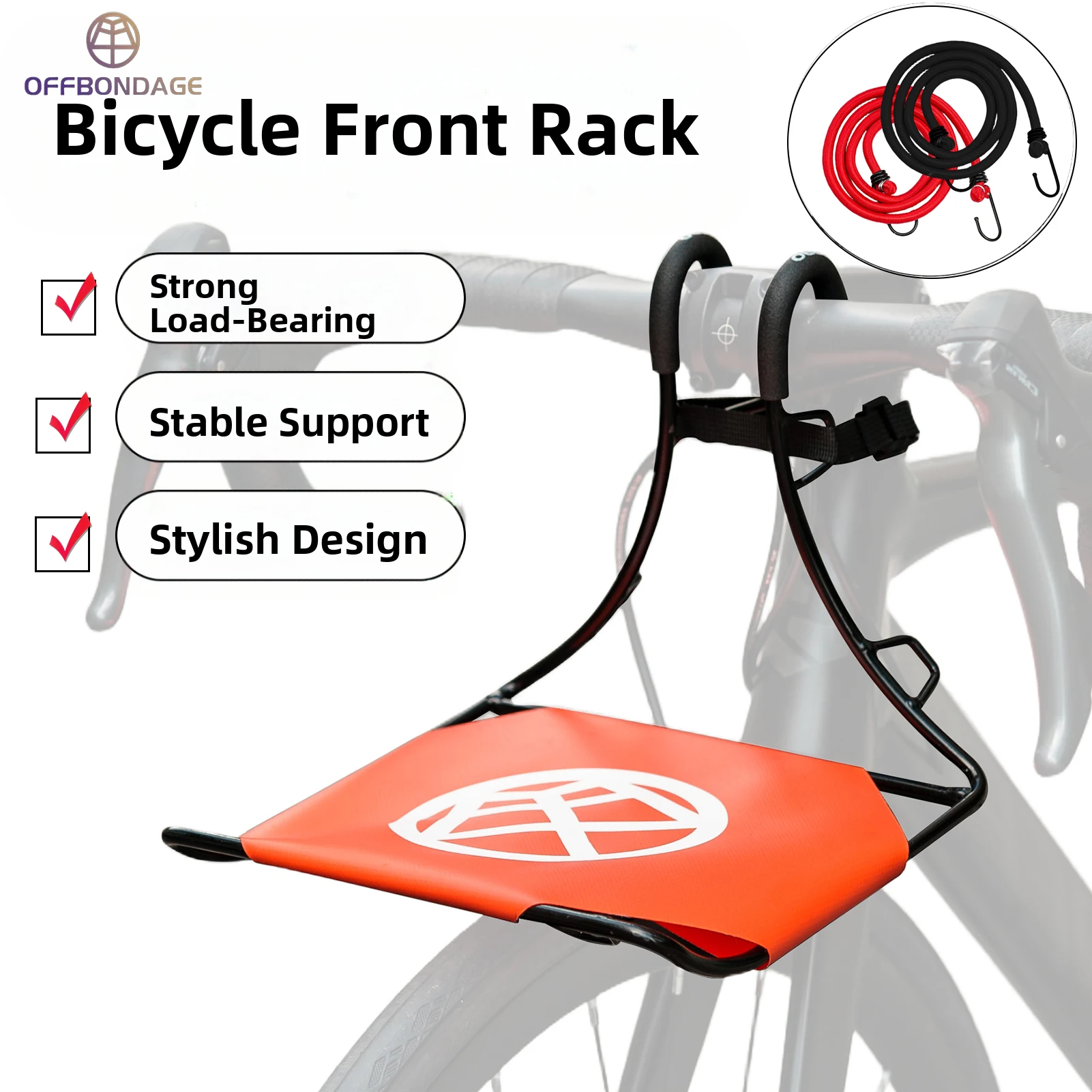 OFFBONDAGE Fahrrad-Vorderradgepäckträger Gepäckträgerhalterung MTB Fahrradträger 10kg Tragkraft Zubehör
