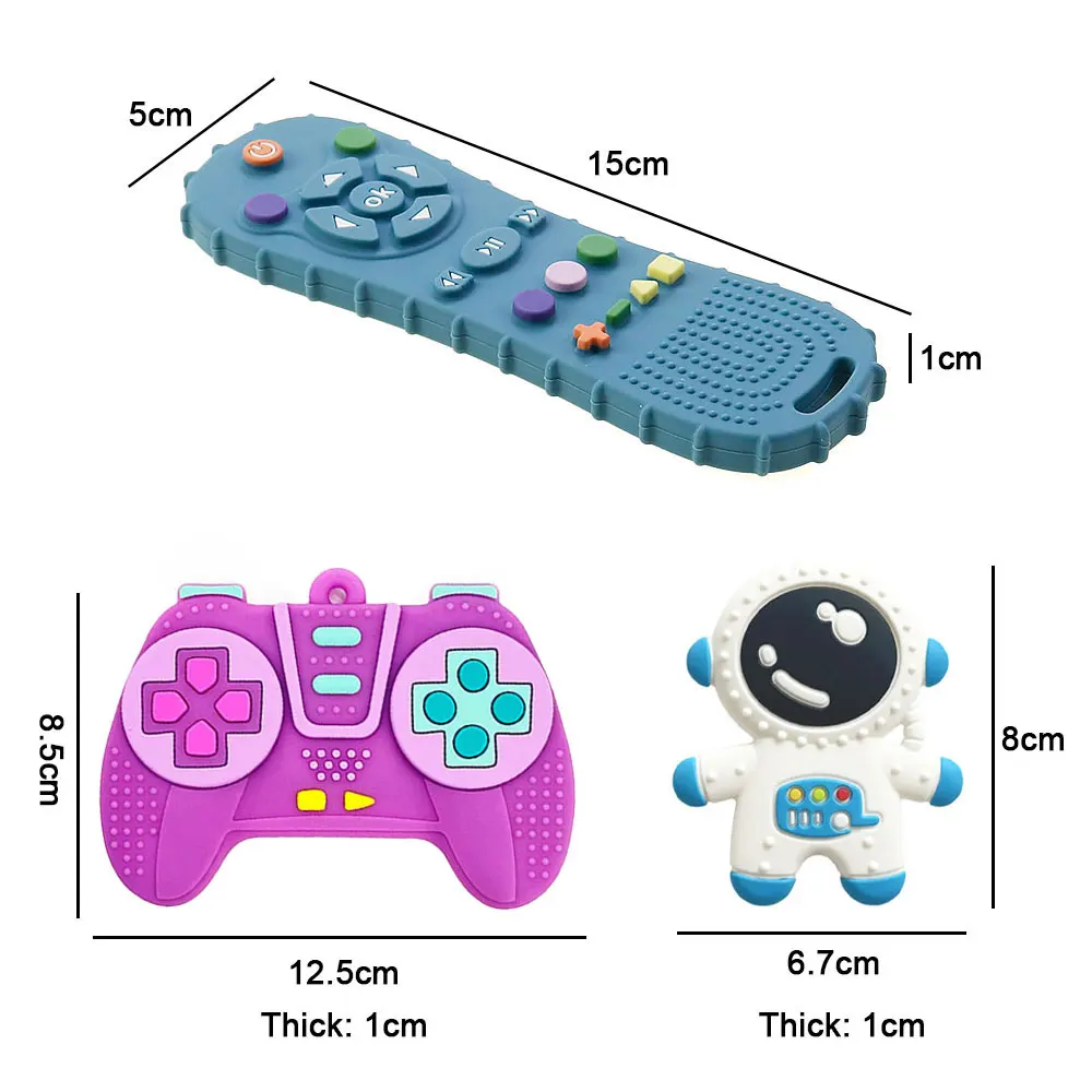 Montessori Baby Silicone Teether Toys Toddler Remote Control Shape Teething Educational Toys for Boys Girls Xmas Gift