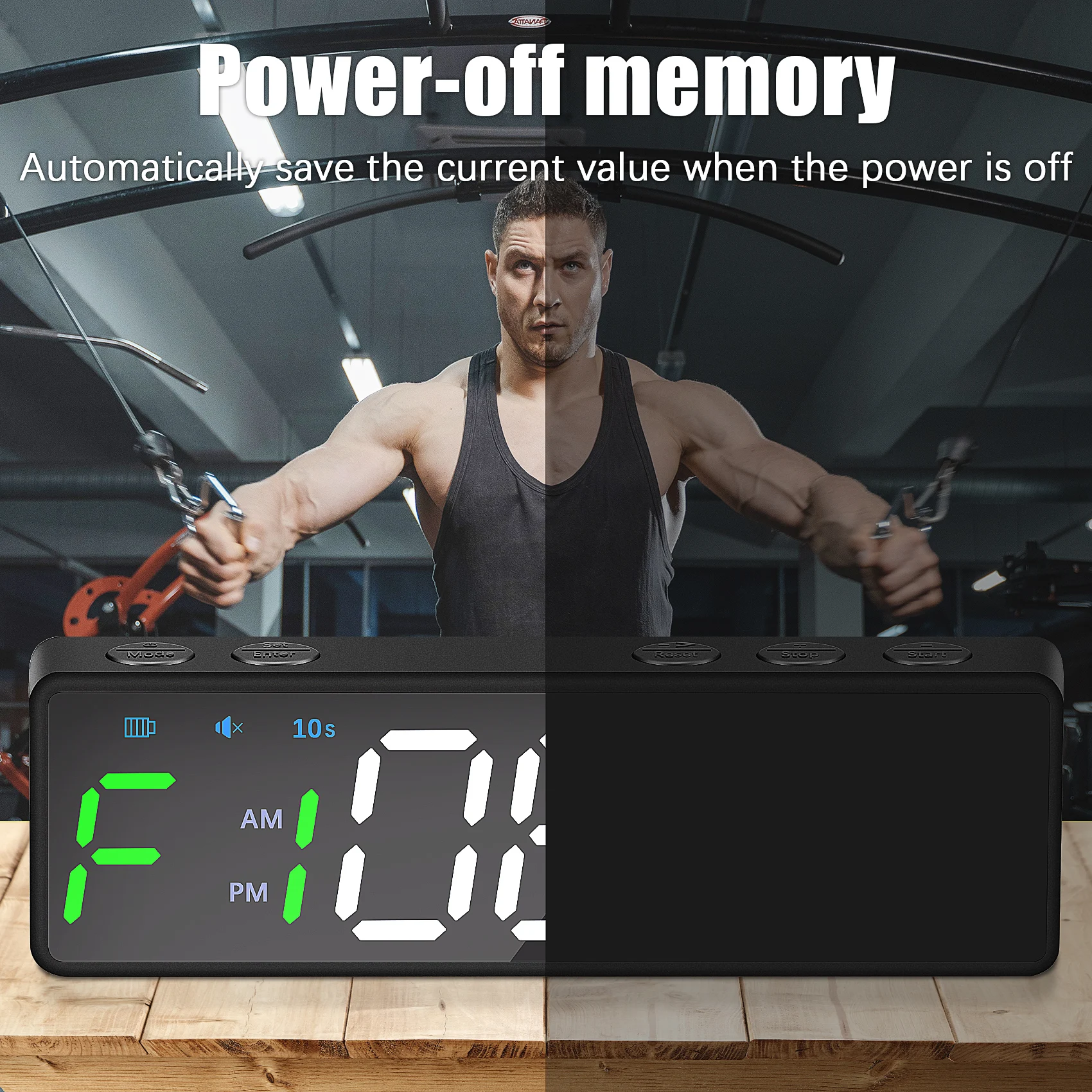 Portable Gym Timer Interval Timer Workout Fitness Clock Countdown/UP/Stopwatch Magnetic & USB Rechargeable-LICG
