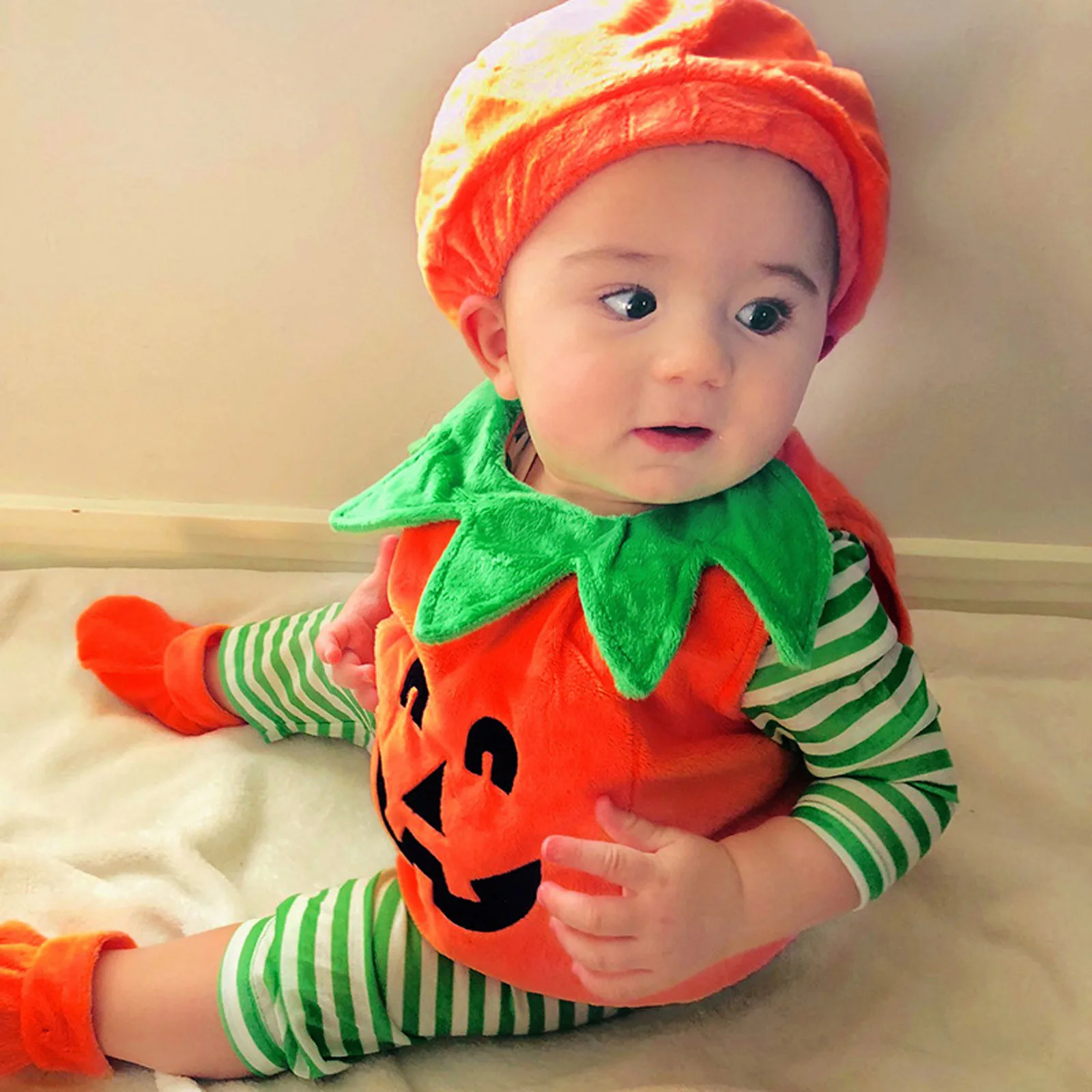 Baby Costume Kids Pumpkin Romper With Hat Boys Girls Cosplay One-Piece Infant Summer Casual Onesie Halloween Jumpsuit 0-3 Years