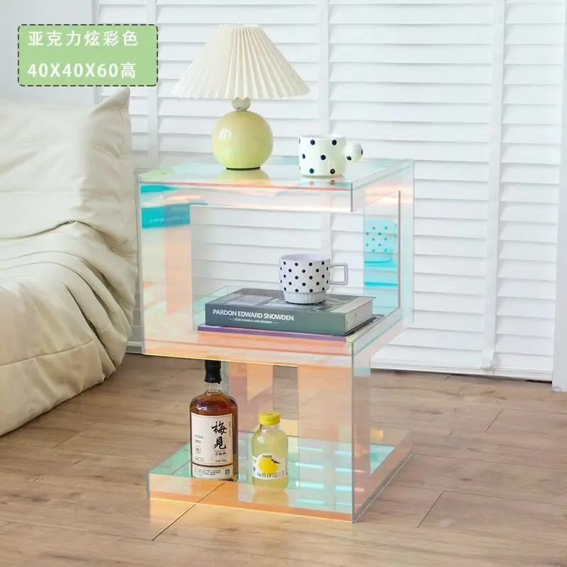 Luxury Transparent Acrylic Coffee Table Furniture,Colorful Living Room Sofa,Side Corner tables Bedroom,Square Bedside Cabinets