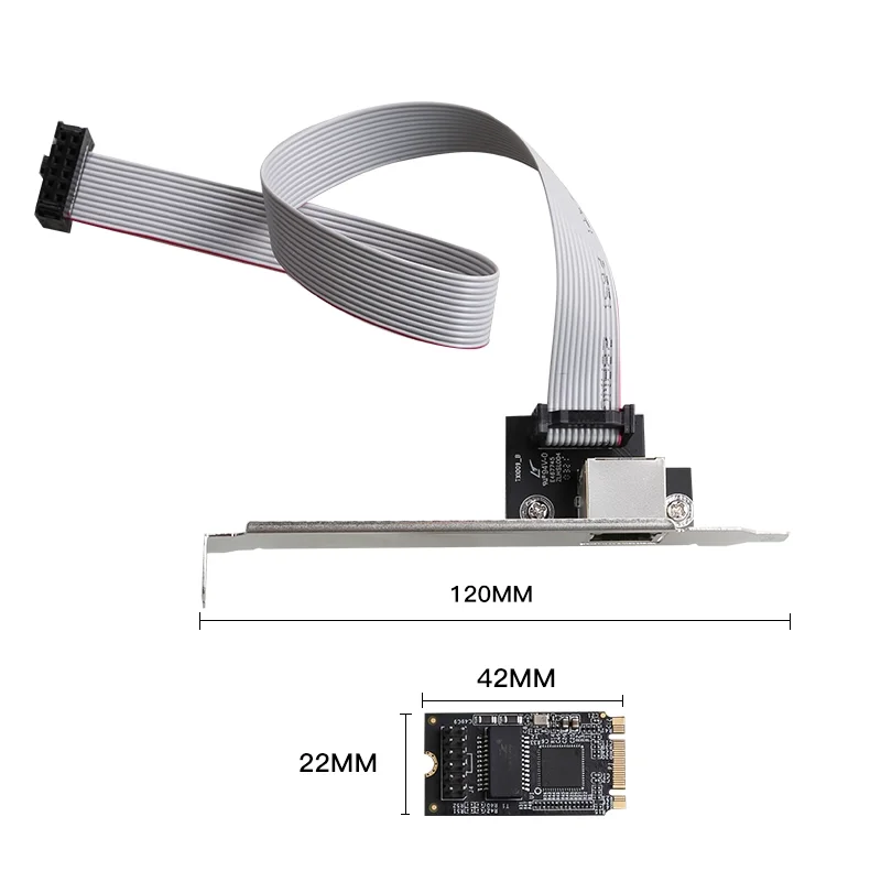 M.2 B+M Key to Gigabit Ethernet Card | Intel I210 Chipset 10/100/1000Mbps RJ45 LAN Adapter | Industrial Grade M2 2242 Network Ca