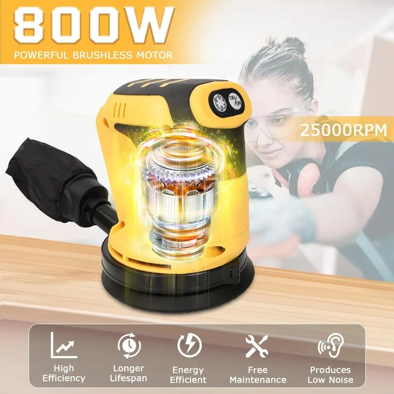 

Для Dewalt 20 В аккумулятор 125 мм бесщеточный двигатель аккумуляторная орбитальная шлифовальная машина дерево металл вощение полировальная шлифовальная машина