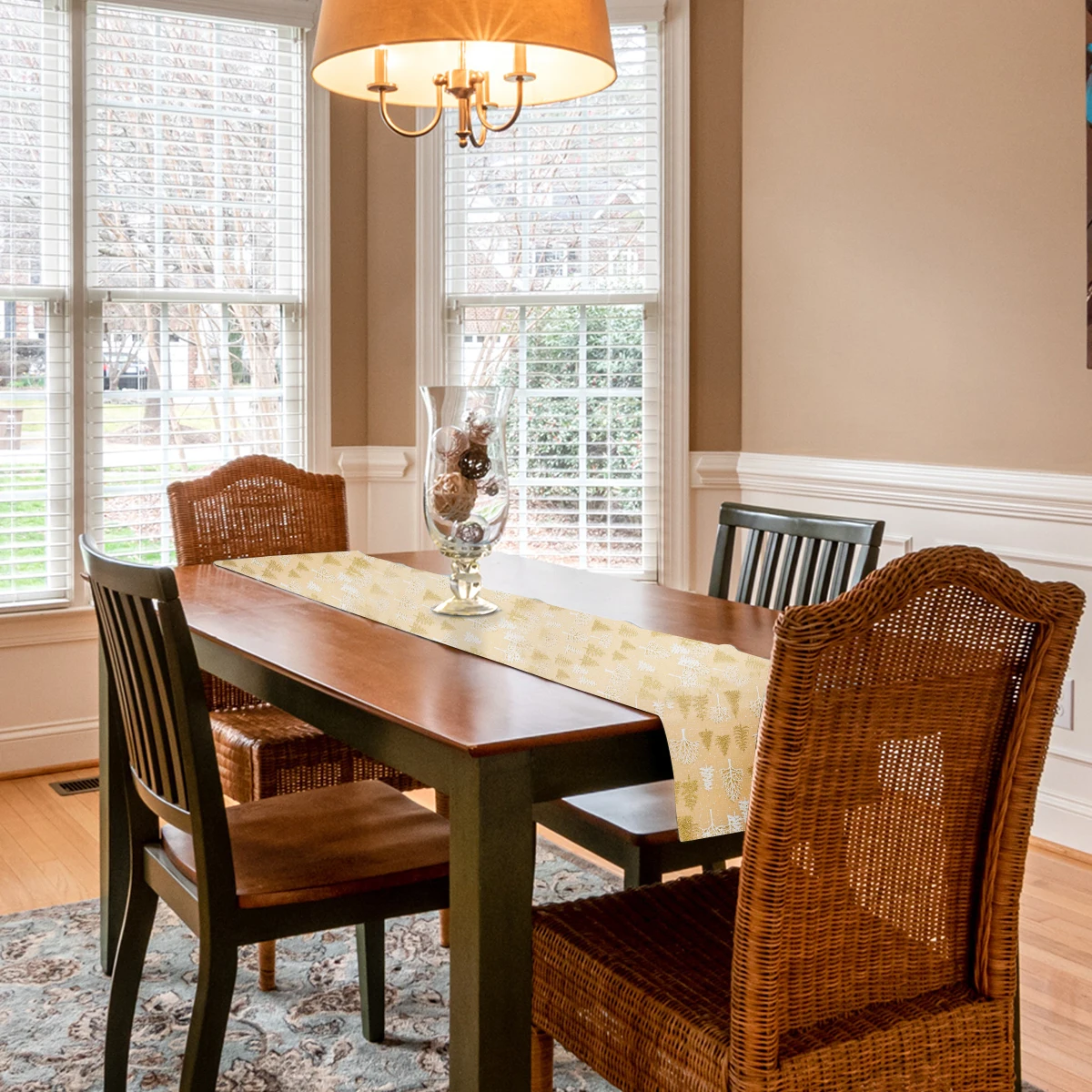 

Christmas Tablecloth Printed Snowflake Pattern Easy Clean Xmas Decor for Dining Party Christmas Table Cloth