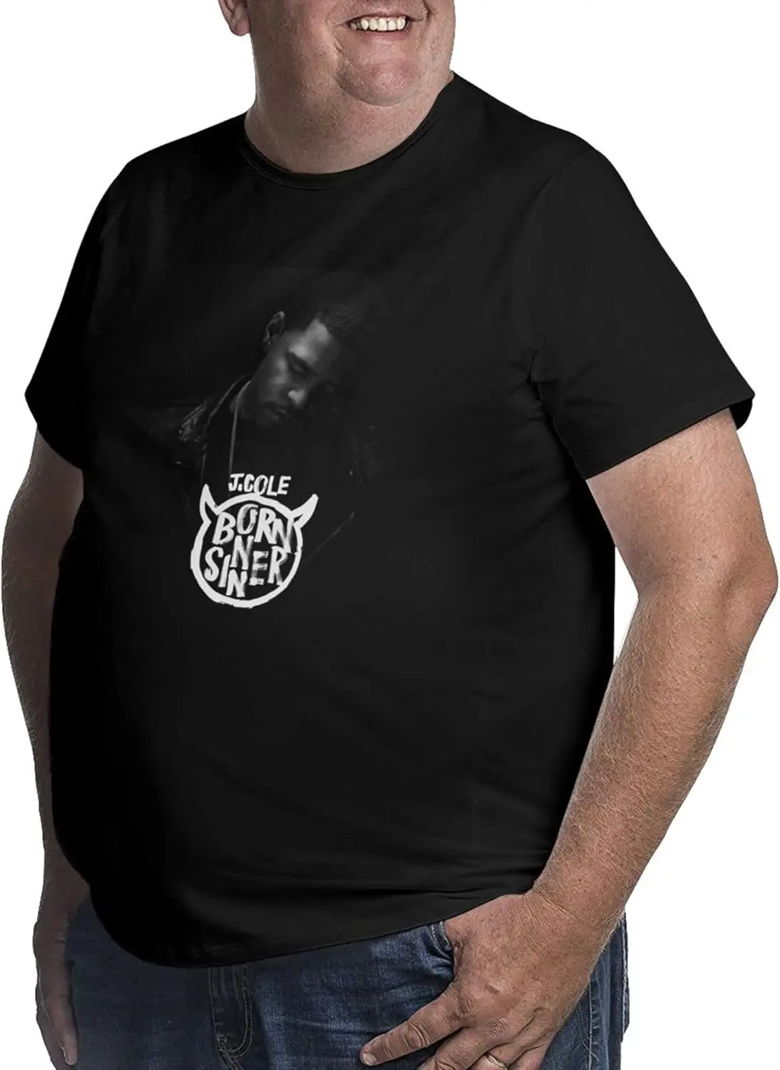 Men Big and Tall Shirts Plus Size Graphic T-Shirts Cotton Tees Black